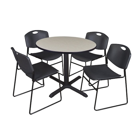 Cain Cain Round Table & Chair Set, Wood, Metal, Polypropylene Top TB42RNDPL44BK